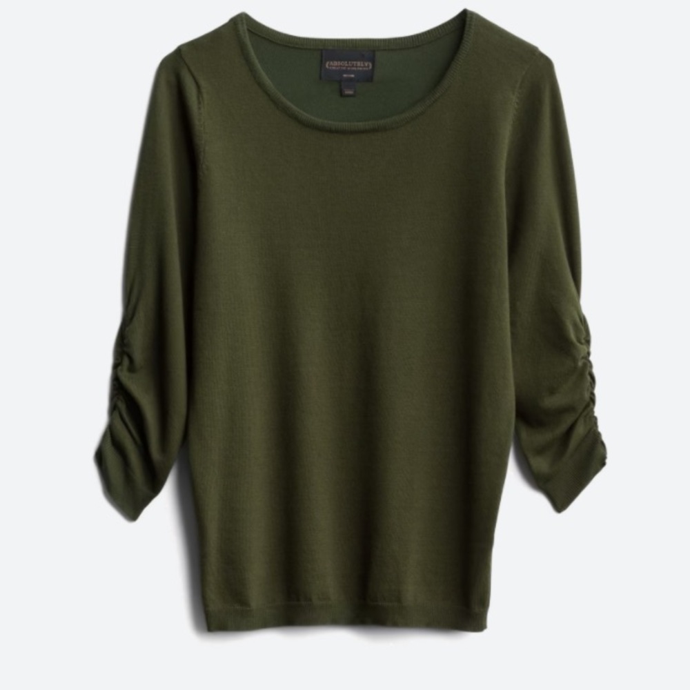 Absolutely ruched sleeve pullover